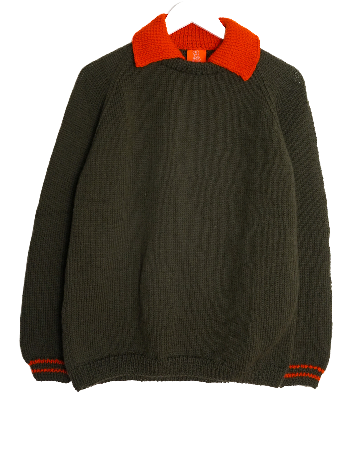 Orange Collar Khaki Jumper