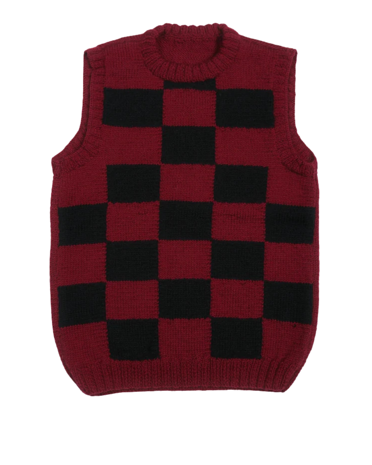 Burgundy Black Checkered Vest