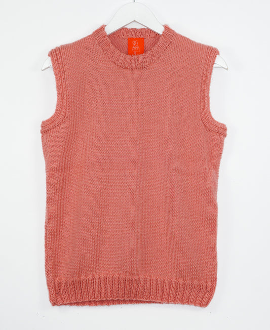pure wool hand knitted one off Blush Vest