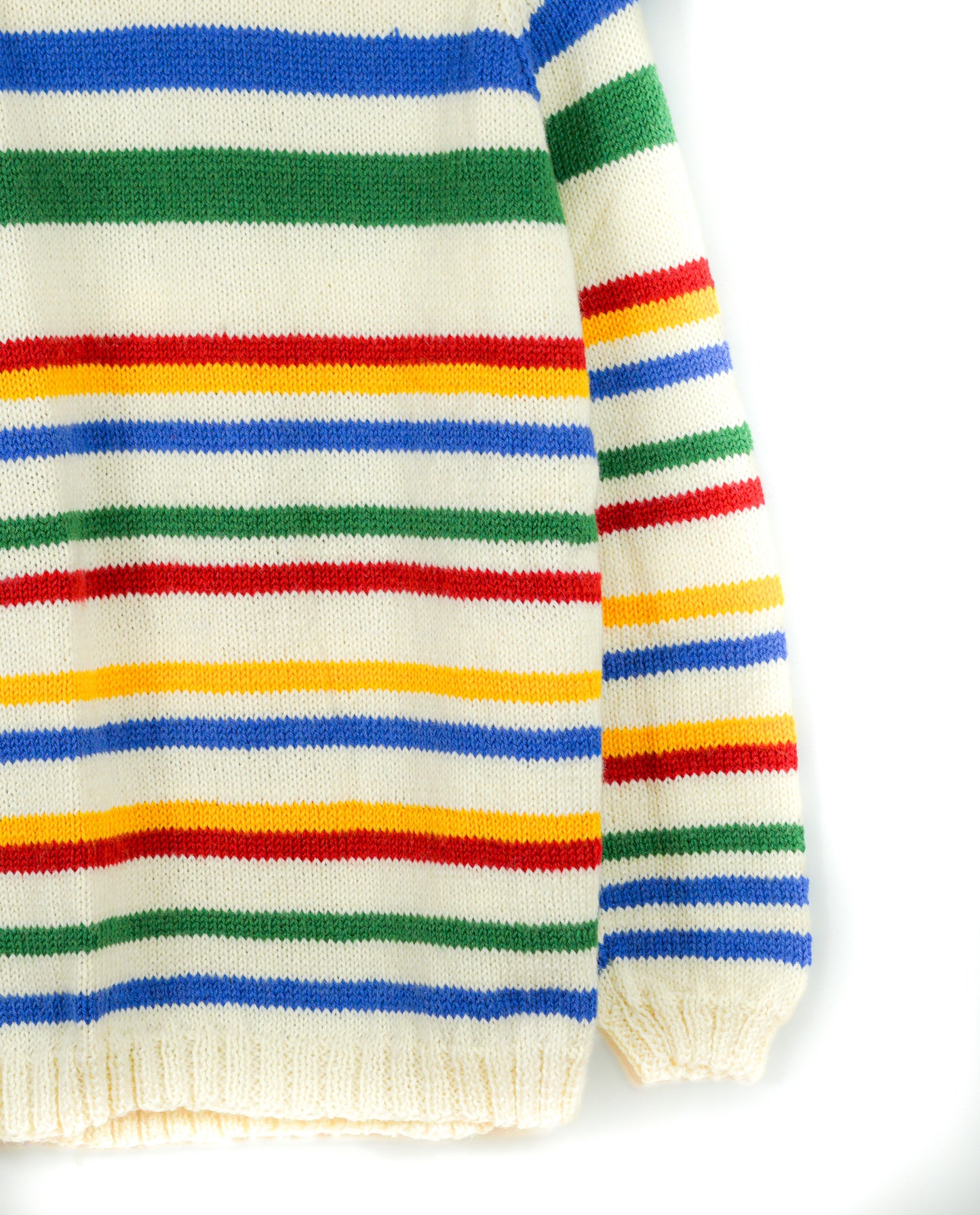 pure wool hand knitted one off Colorful Stripes Jumper
