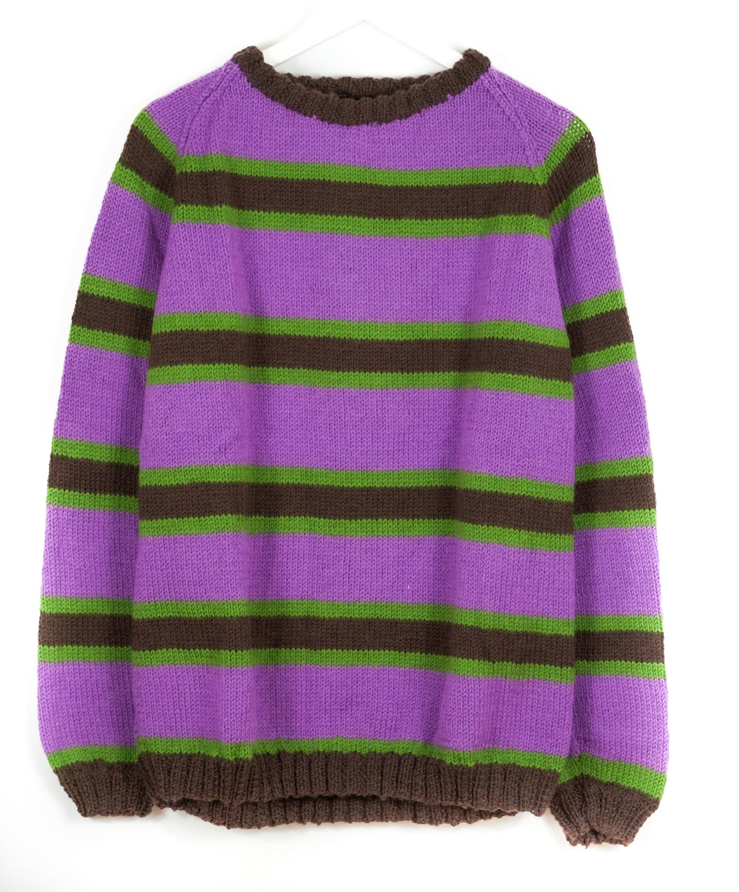 pure wool hand knitted one off Earthy Striped Jumper
