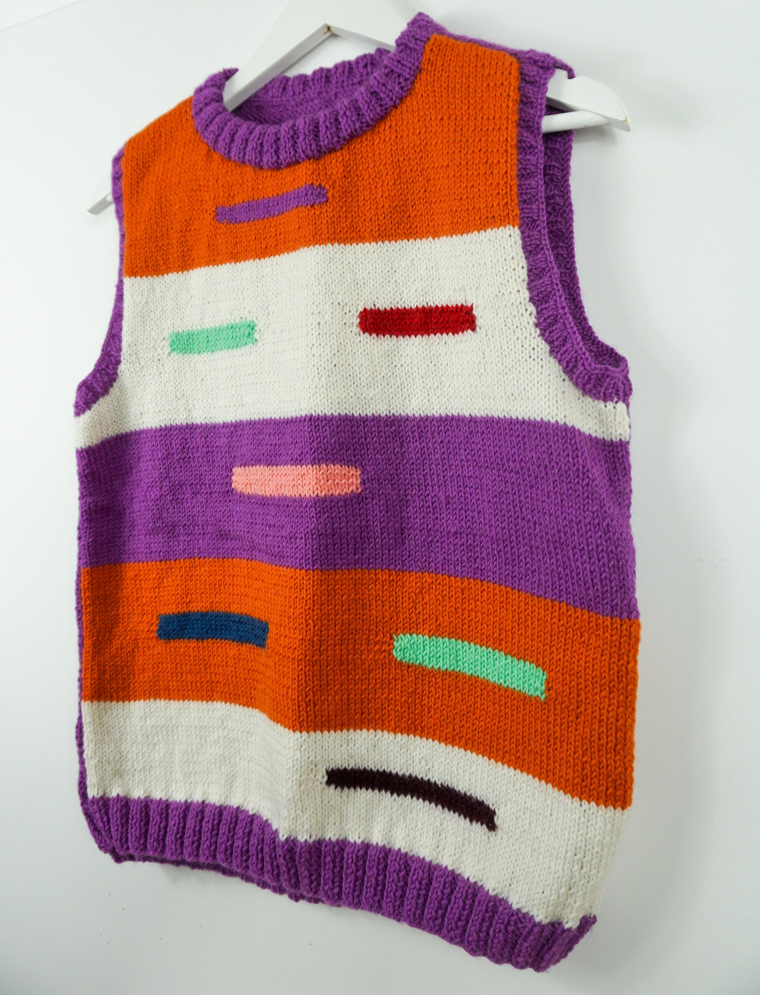 pure wool hand knitted one off Freeform Lined Vest