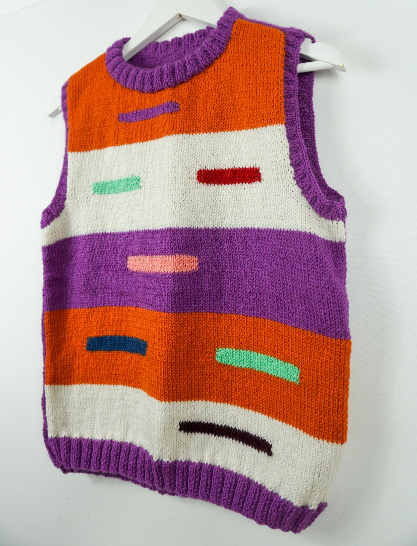 pure wool hand knitted one off Freeform Lined Vest