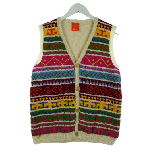 Heritage patterned vest on a white background