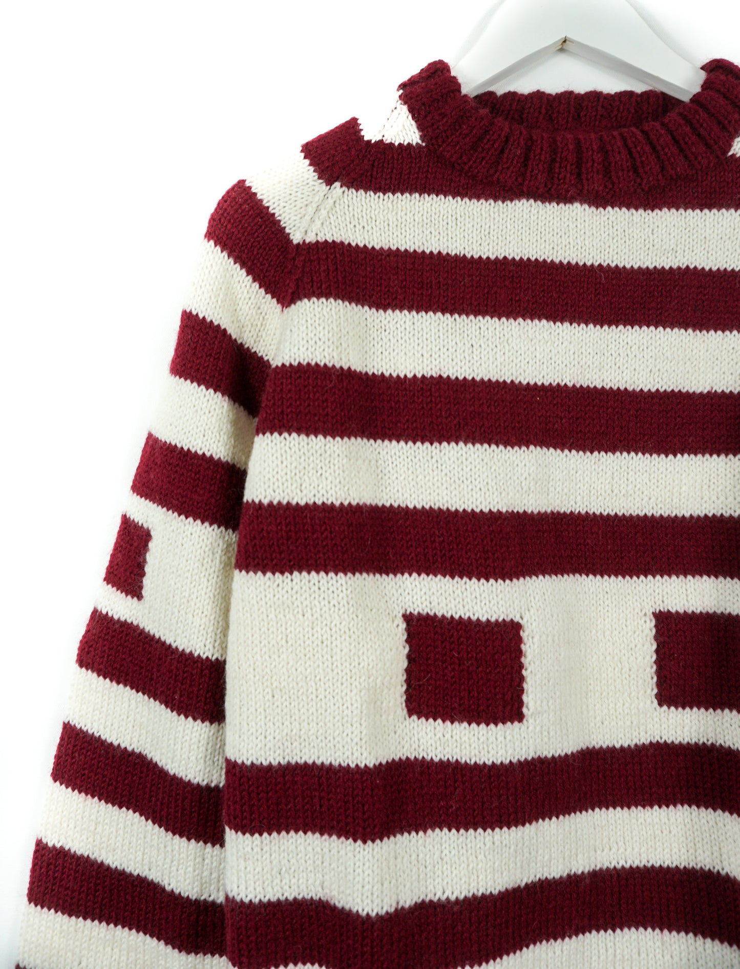 pure wool hand knitted one off Multi Striped Jam Jumper