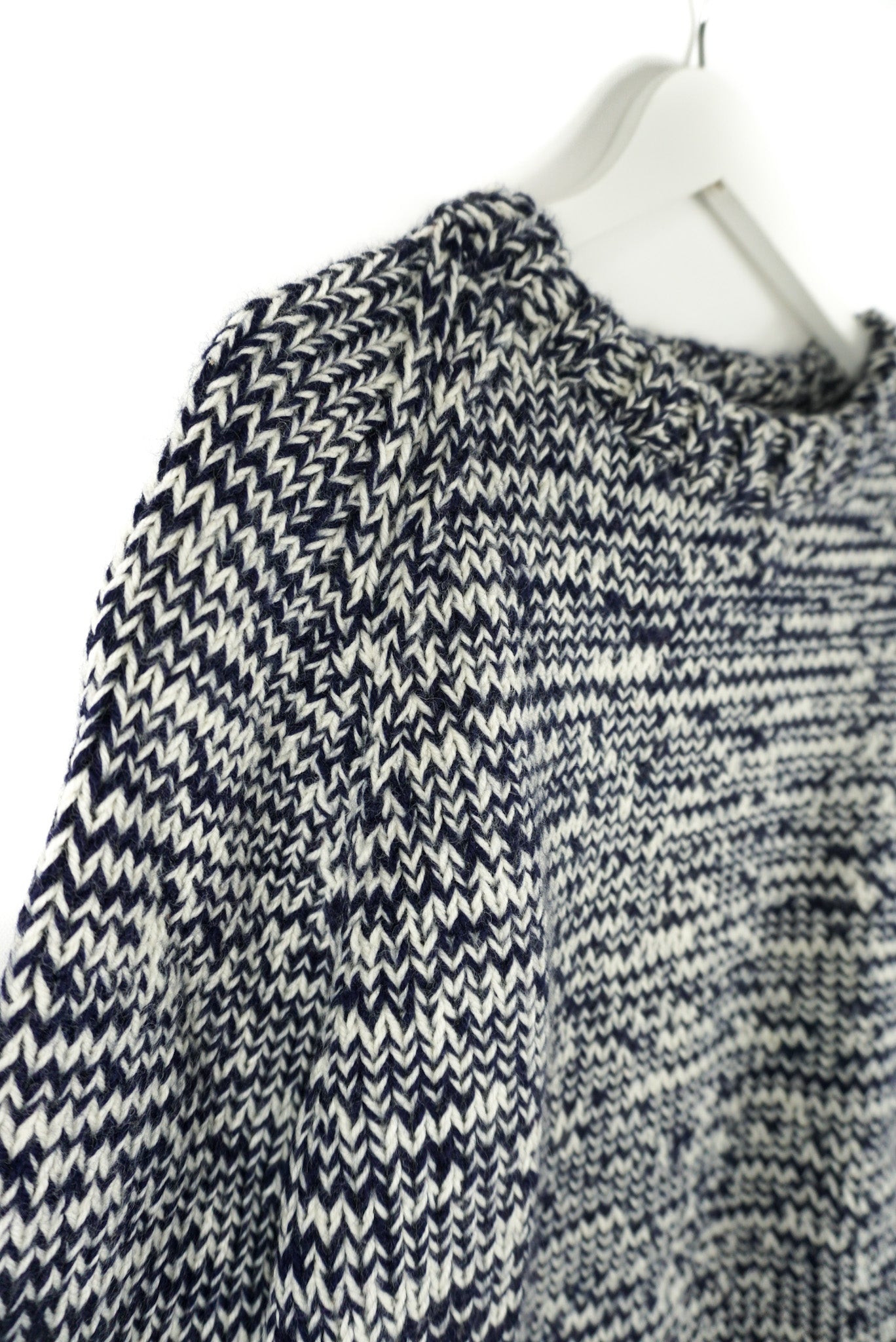 Navy White Mixed Jumper hand knitted