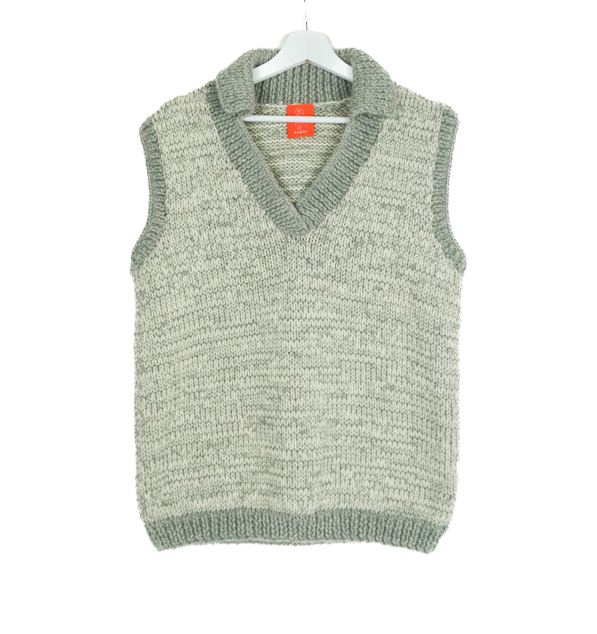 Polo Collar Grey Double Knit Vest, one off knitted vest from a London brand