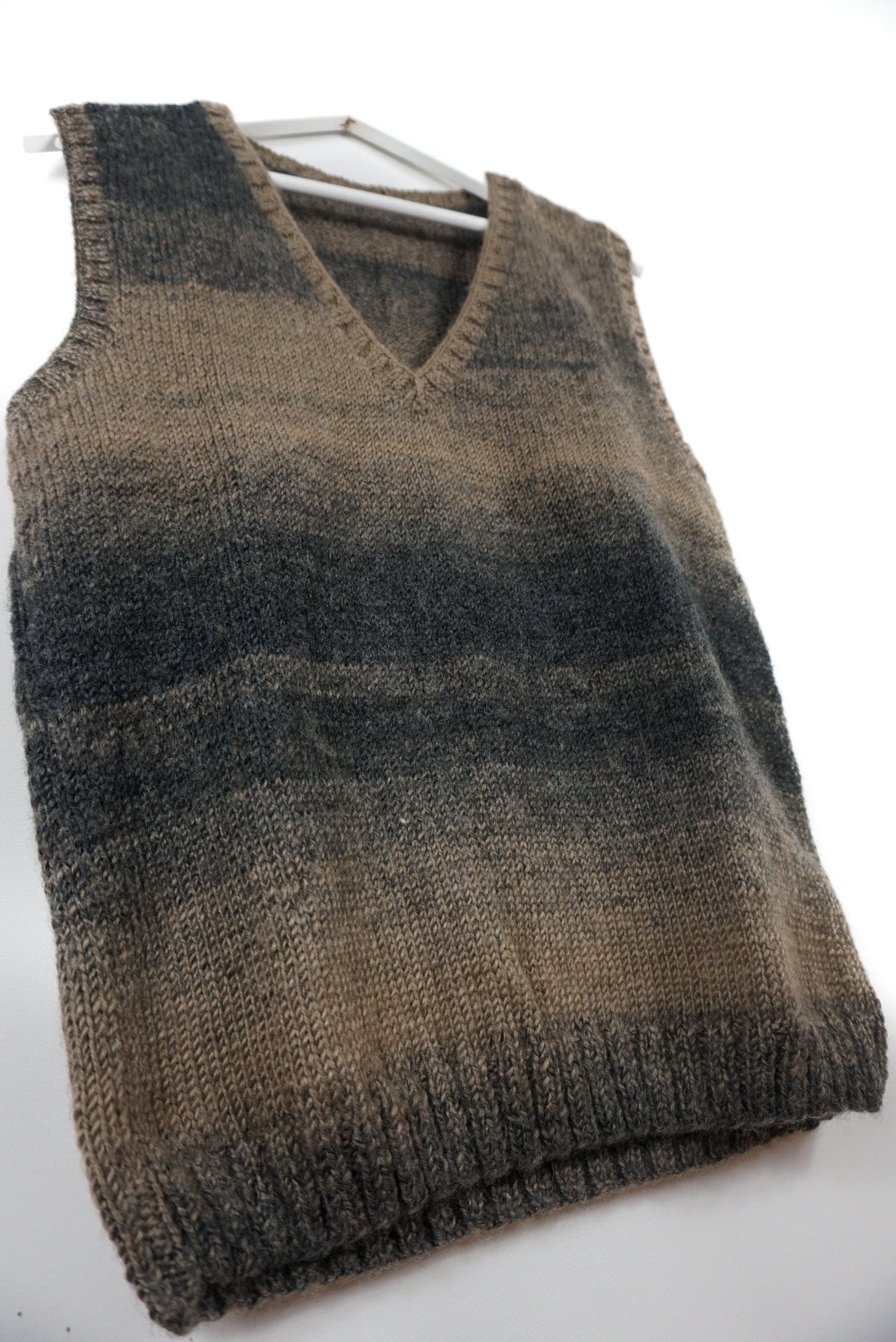 pure wool hand knitted one off Shady Brown Vest
