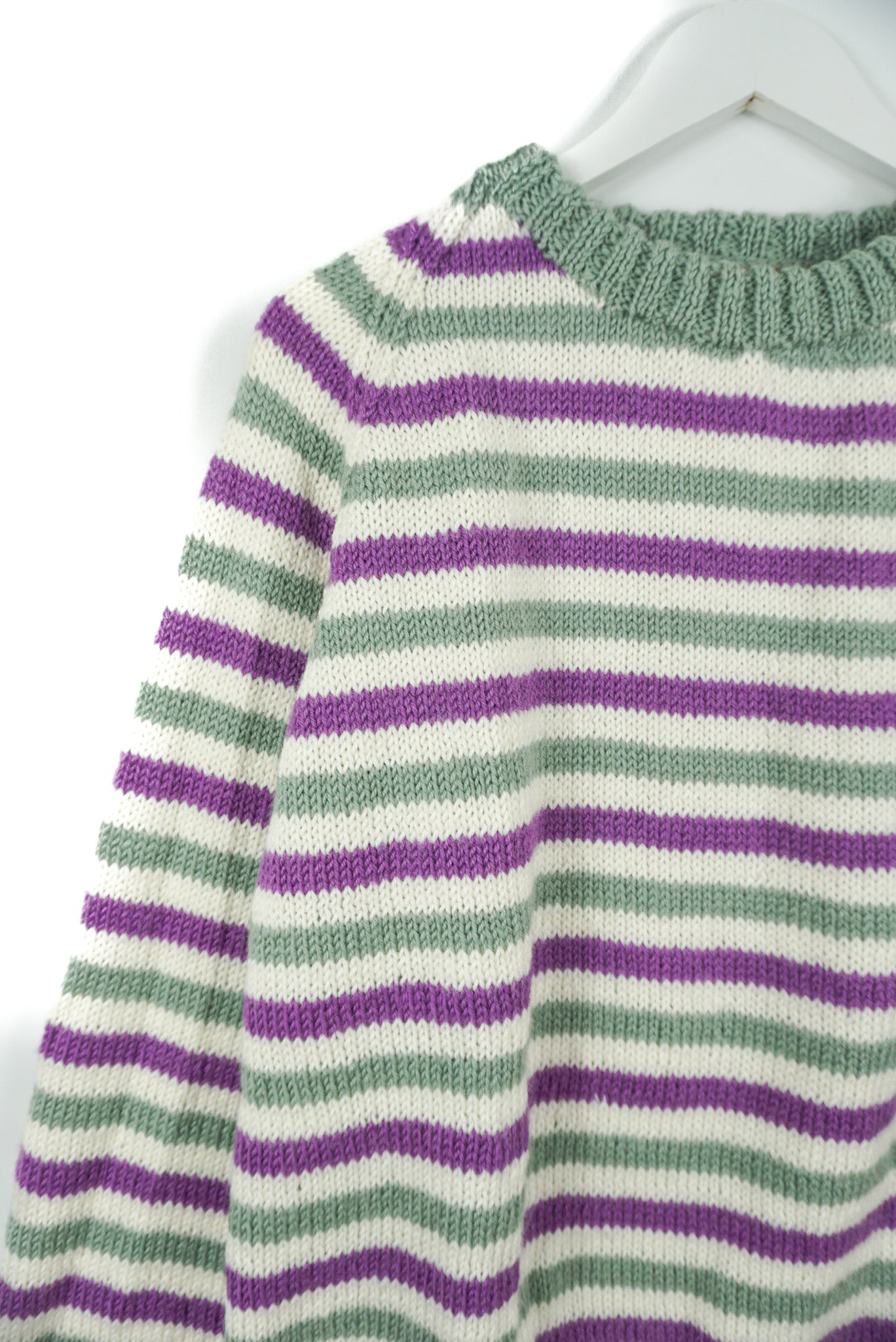 pure wool hand knitted one off Soft Striped Jumper