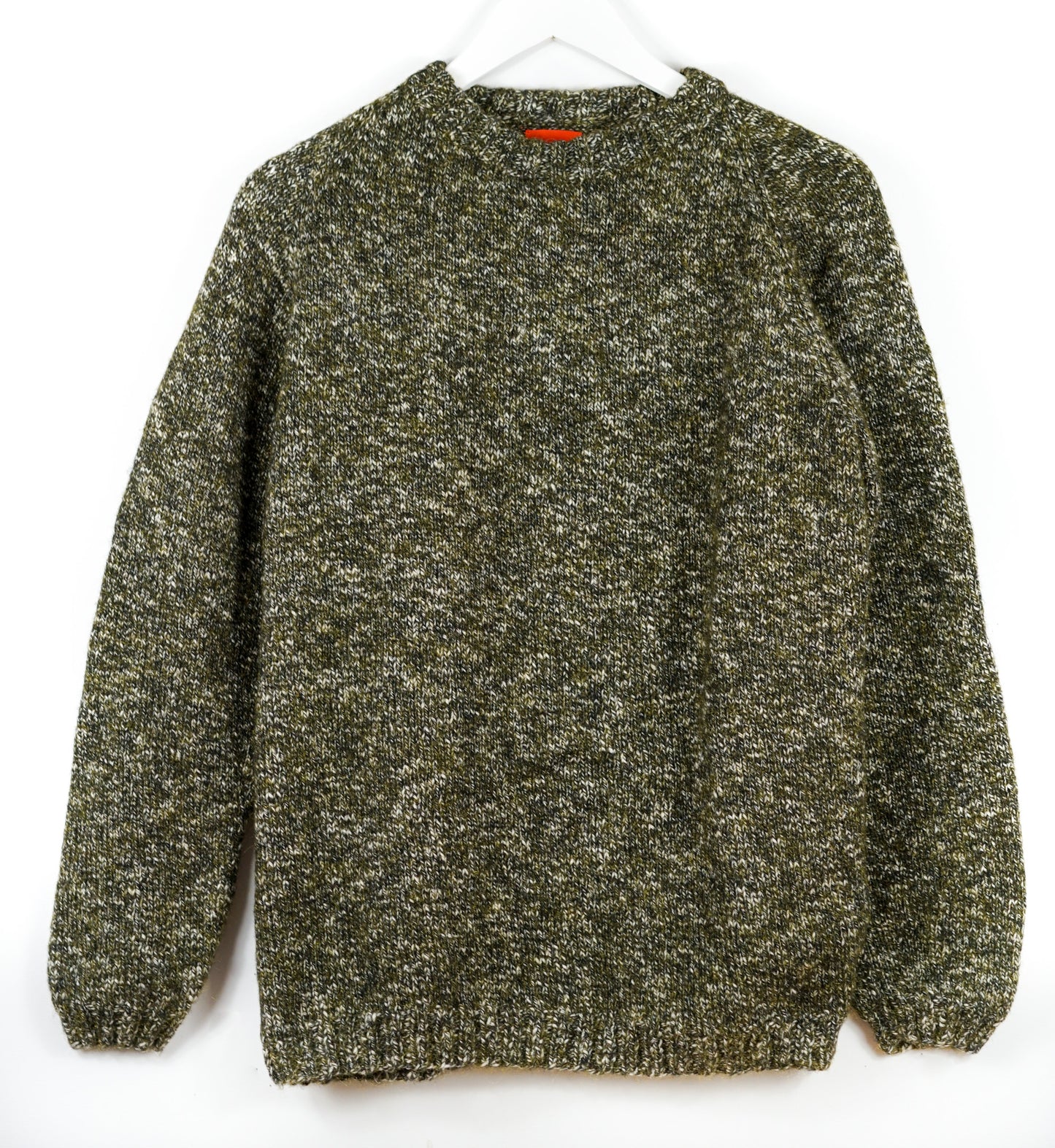 pure wool hand knitted one off Speckled Green Jumper