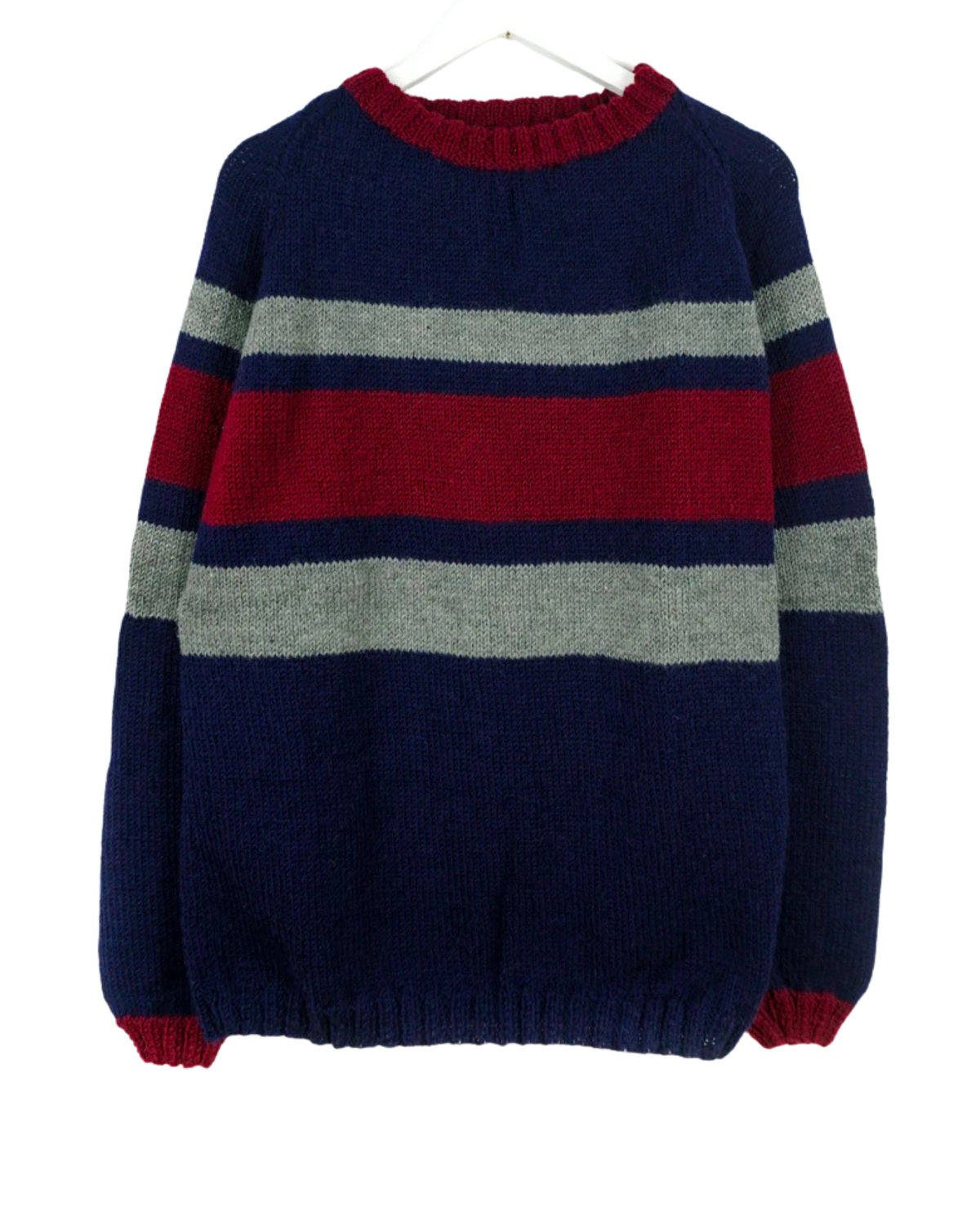 Bold Striped Navy Jumper, one-off hand-knitted jumper by Kazak Woolies