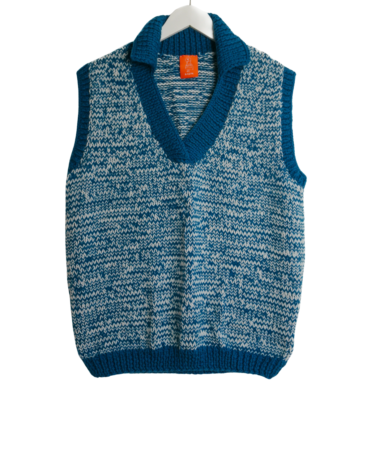 Ocean Northline Vest, one-off hand-knitted vest by Kazak Woolies