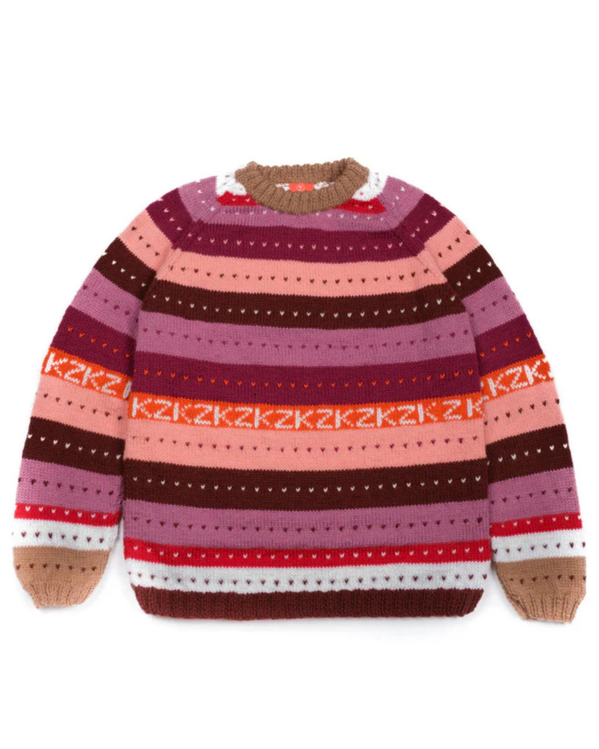 Pinky Multicolour KZK Jumper, one-off hand-knitted jumper by Kazak Woolies
