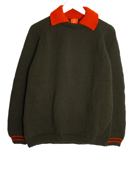 Orange Collar Khaki Jumper