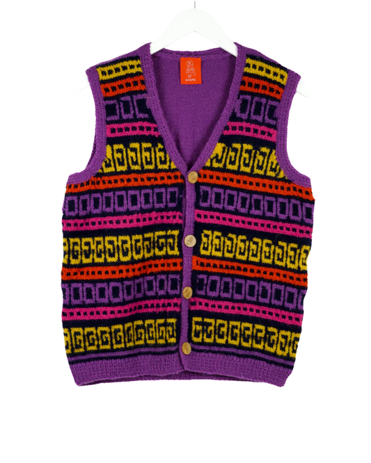 Dark Purple Sleeveless Cardigan