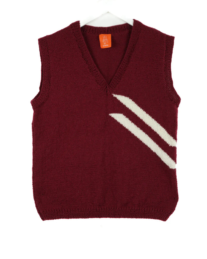 Burgundy Beige Stripes Vest
