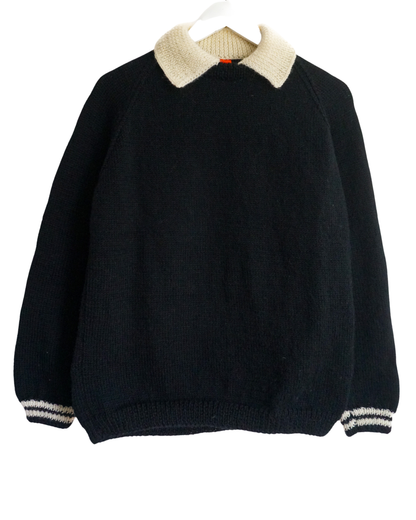 Beige Collar Black Jumper