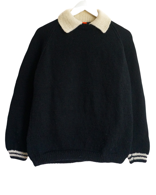 Beige Collar Black Jumper