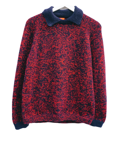 Navy Collar Red Pattern Jumper