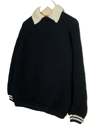 Beige Collar Black Jumper