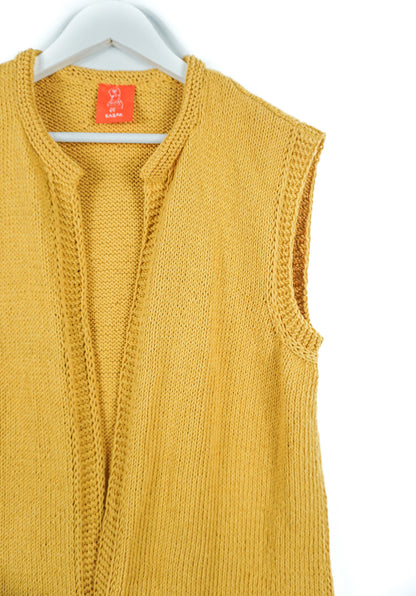 Mustard Sleeveless Cardigan hand knitted