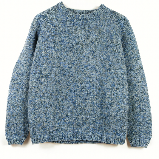 Blue knitted sweater on a white background