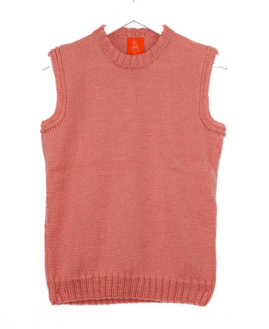 Blush colour vest on a white background