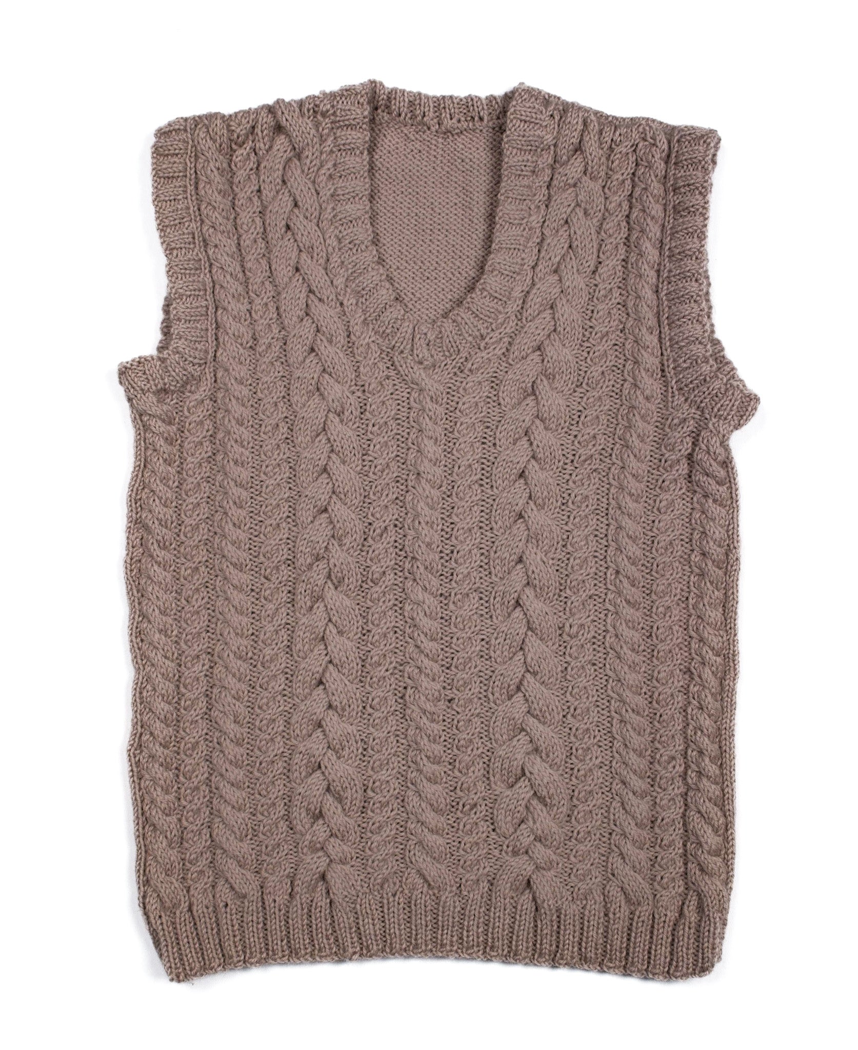 Pure Wool Braided Knit Vest. Hand knitted and medium large fit.