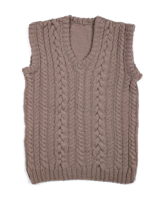 Pure Wool Braided Knit Vest. Hand knitted and medium large fit.