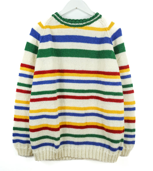 Colorful striped sweater on a white background