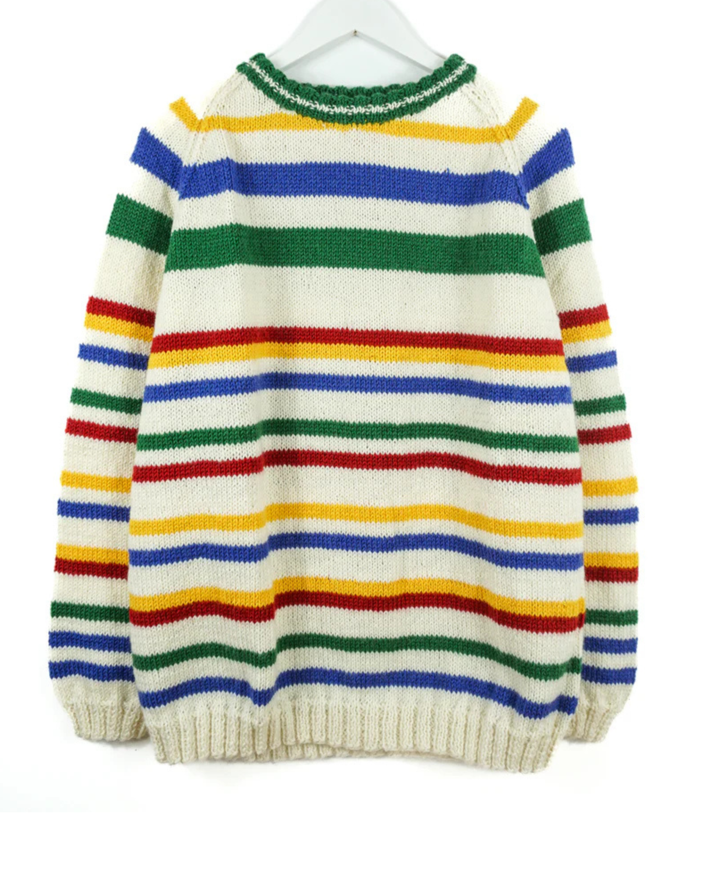 Colorful striped sweater on a white background