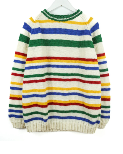 Colorful striped sweater on a white background