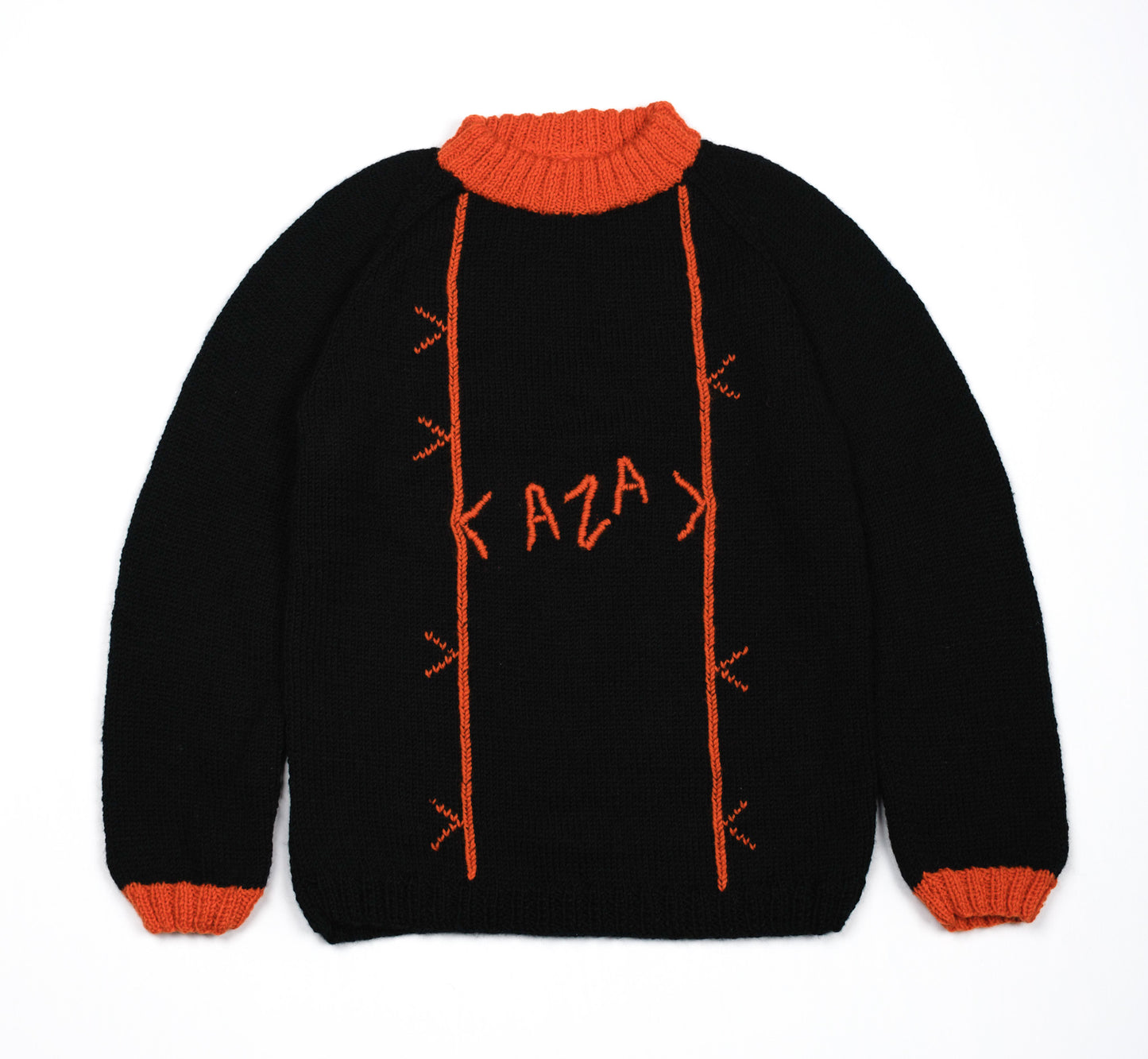 Pure Wool black jumper with unique Typography. Hand knitted with medium fit