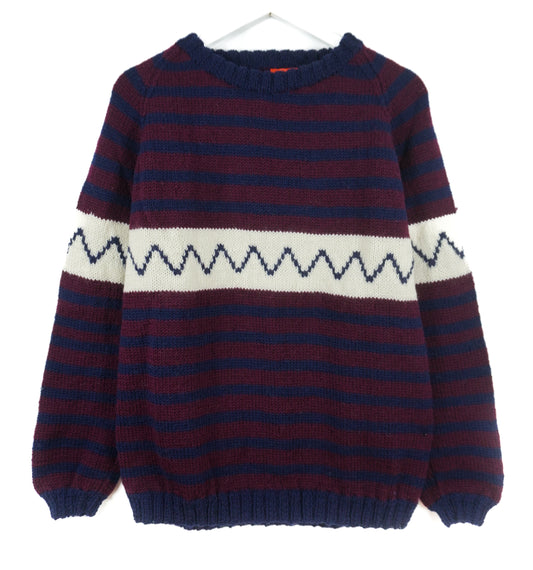 Striped sweater with a decorative pattern on a white background