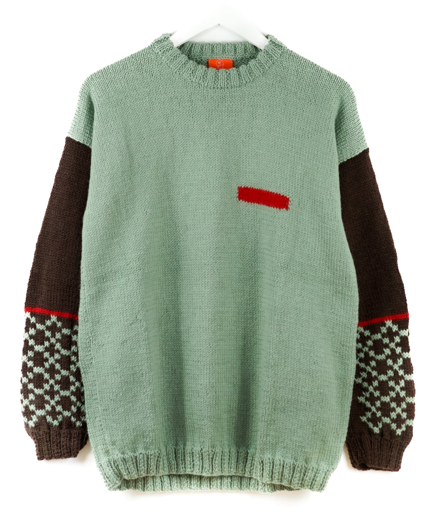 Pattern Sleeve Mint Jumper