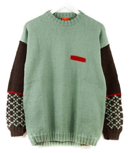Pattern Sleeve Mint Jumper
