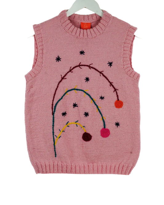 Pink Vest with flower shapes on a white background