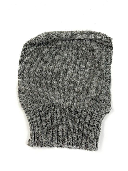 Pure Wool Solid Grey Balaclava, hand knit and one off made
