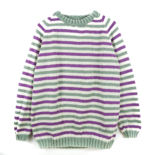 pure wool hand knitted one off Soft Striped Jumper
