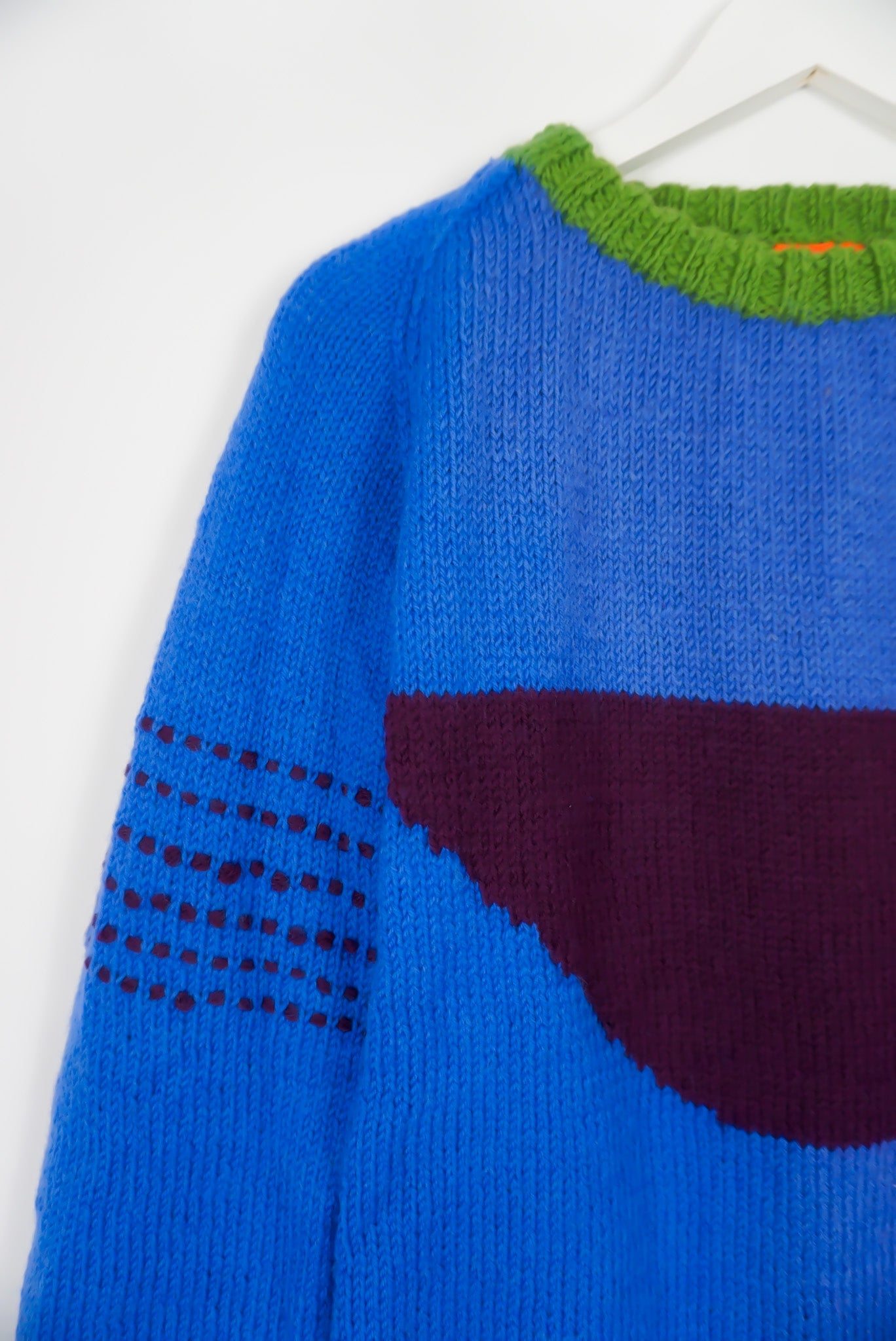 pure wool hand knitted one off Tongue Out Cobalt Jumper