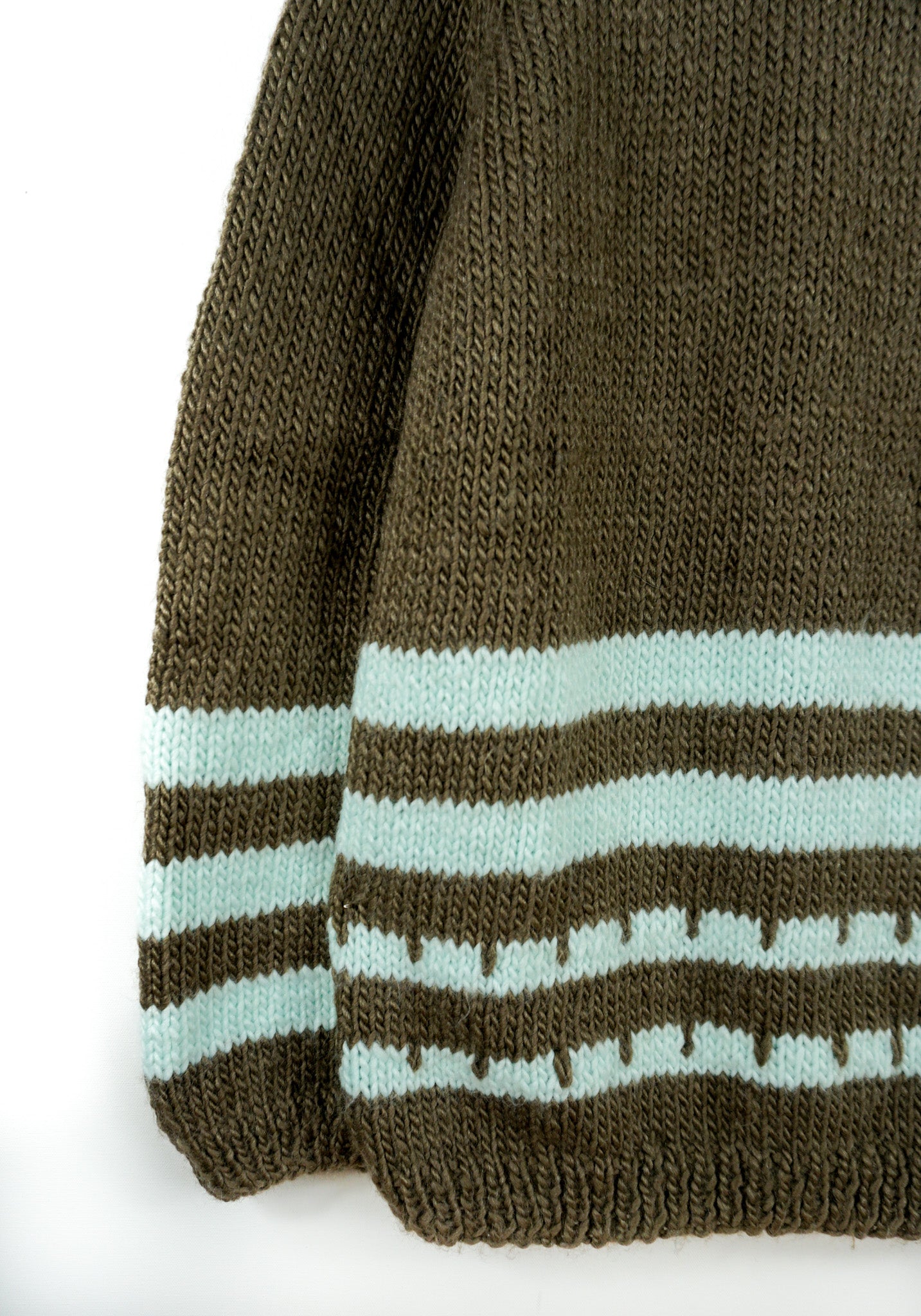 Turqouise Patter Brown Jumper hand knitted