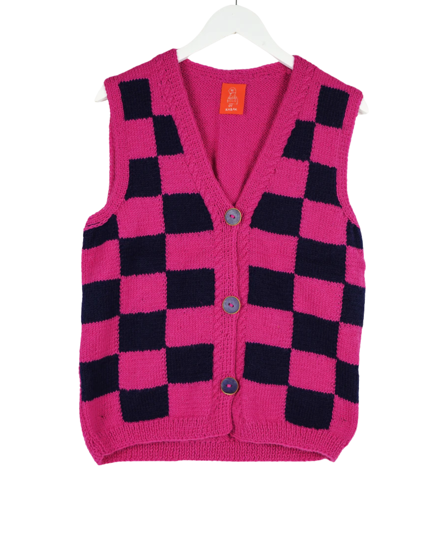 Dark Pink Checkered Cardigan
