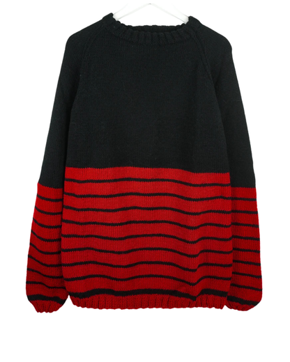 Black and Red Striped Jumper, one-off hand-knitted jumper by Kazak Woolies