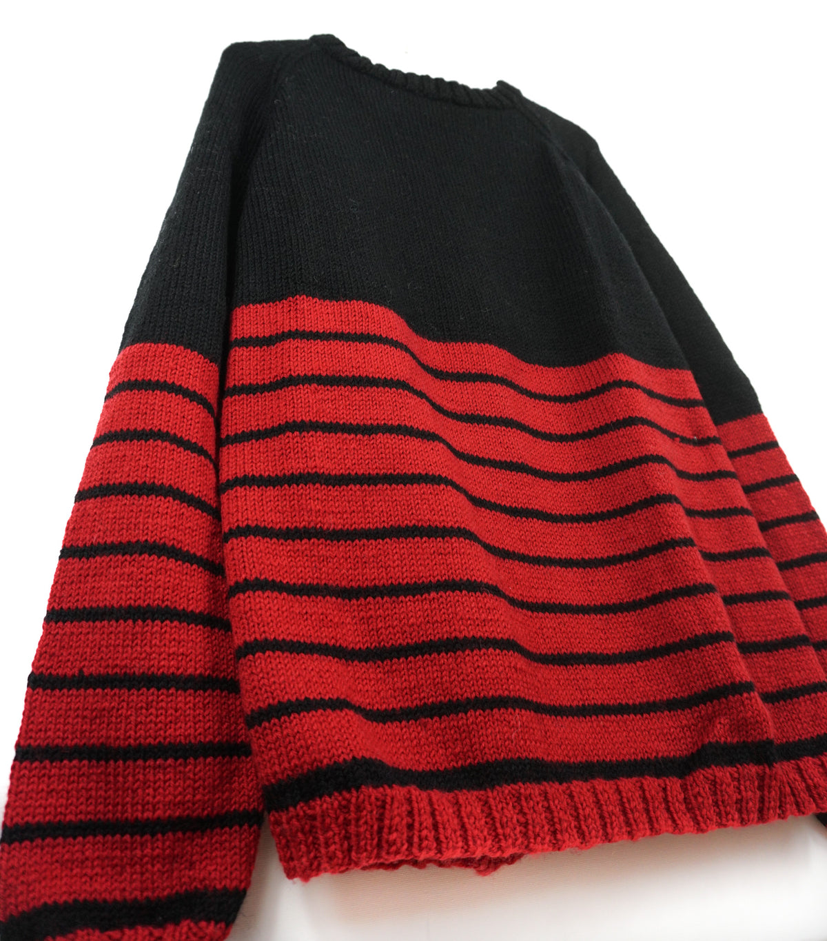 Black and Red Striped Jumper, one-off hand-knitted jumper by Kazak Woolies