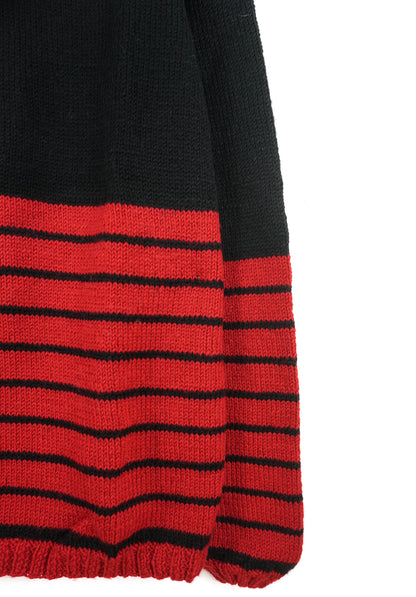 Black and Red Striped Jumper, one-off hand-knitted jumper by Kazak Woolies