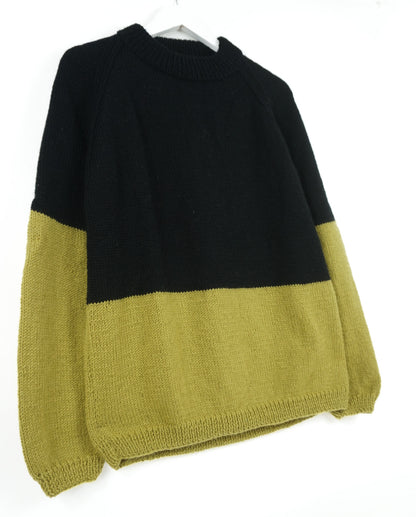 Black and Yellow Plum Jumper, one-off hand-knitted jumper by Kazak Woolies