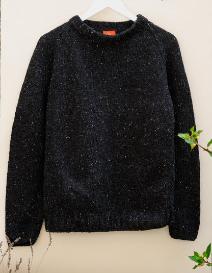 Black Wool Jumper, one-off hand-knitted jumper by Kazak Woolies