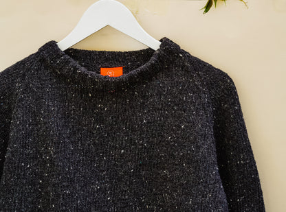 Black Wool Jumper, one-off hand-knitted jumper by Kazak Woolies