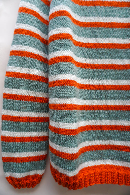 Blood Orange Neck jumper, one-off hand-knitted jumper by Kazak Woolies