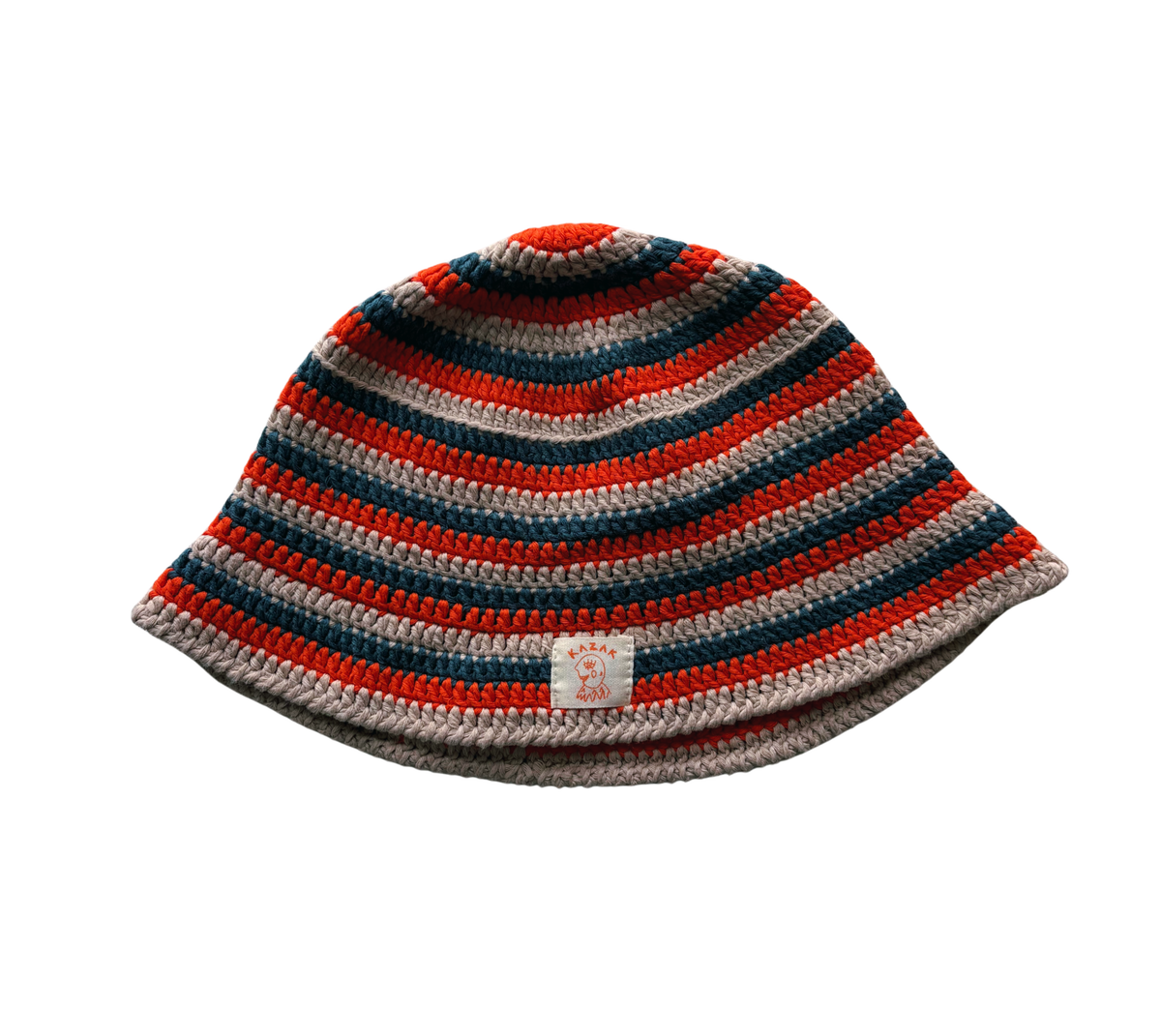 Citrus Stripe Hat, one-off hand-crocheted hat by Kazak Woolies